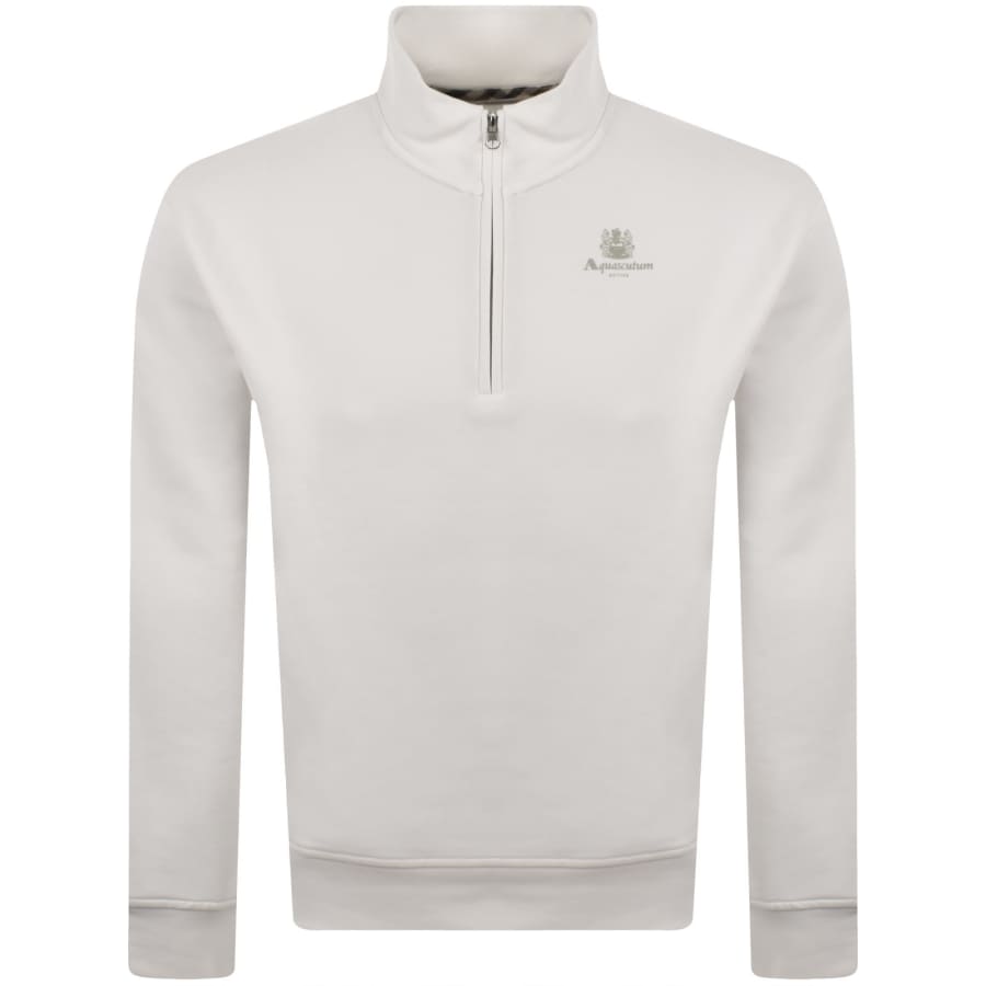 Aquascutum Half Zip Sweatshirt White | Mainline Menswear us